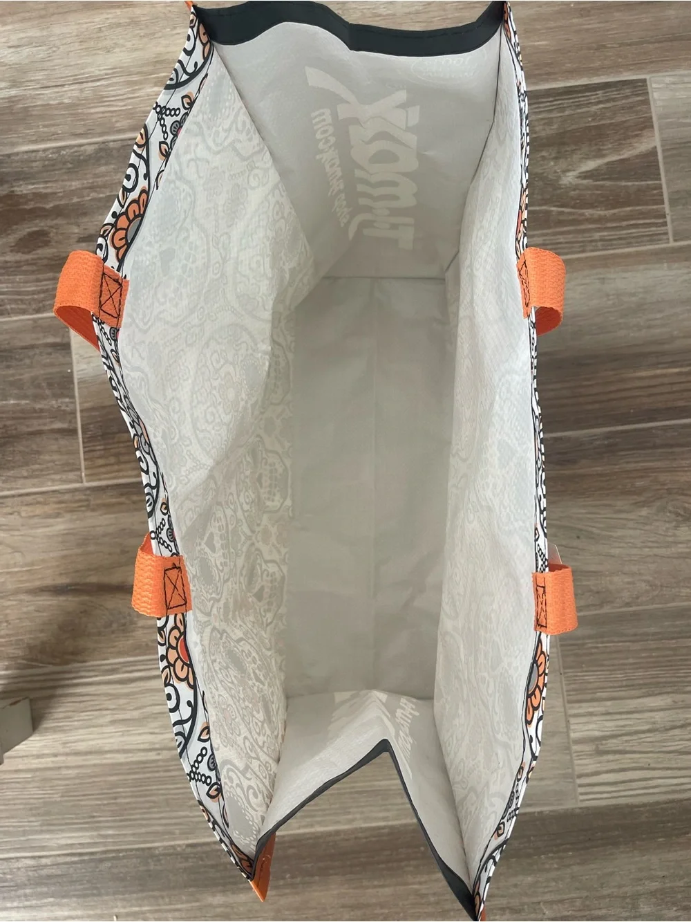 T.J.Maxx Halloween 💀🤍🧡🖤White, Orange and Black Sugar Skull Pattern Reusable Tote